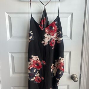 Free People Black and Red Floral Backless Dress